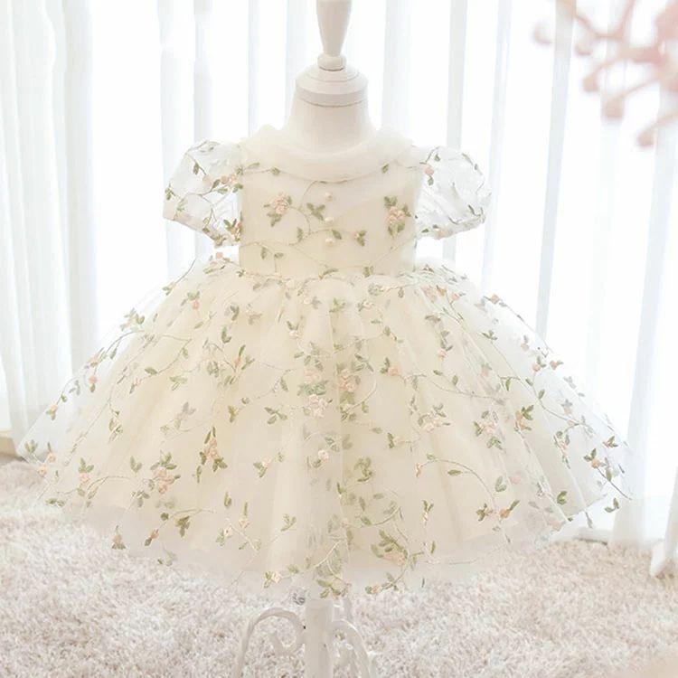ベビードレス ドレスワンピース セレモニードレス 手作り ワンピース 子供ドレス 赤ちゃん 結婚式 刺繍花柄 半袖 ベビー服 ワンピース 子供ドレス | ブランド登録なし | 05