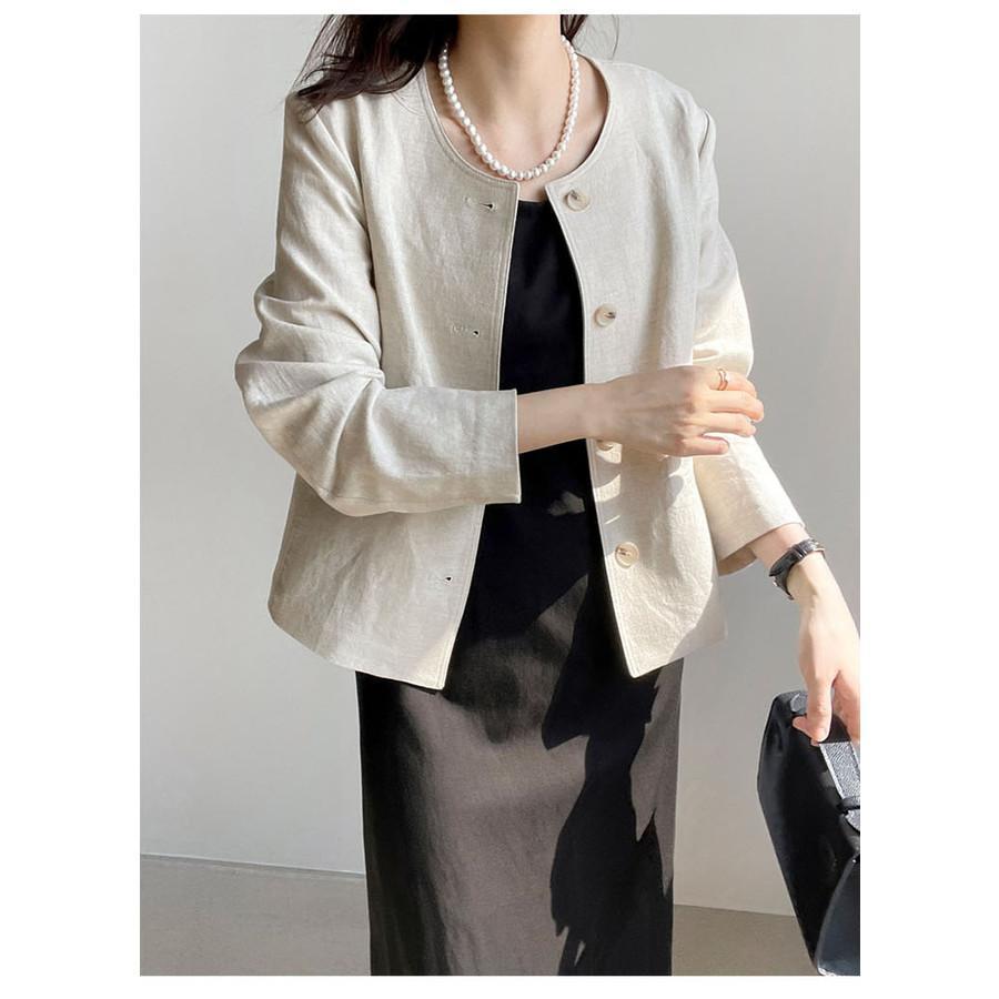 ノーカラージャケット レディース 夏 アウター 長袖 ミディアム丈 羽織り きれいめ 韓国風 ミセス 通勤 20代 30代 40代 新作 おしゃれ | ブランド登録なし | 15