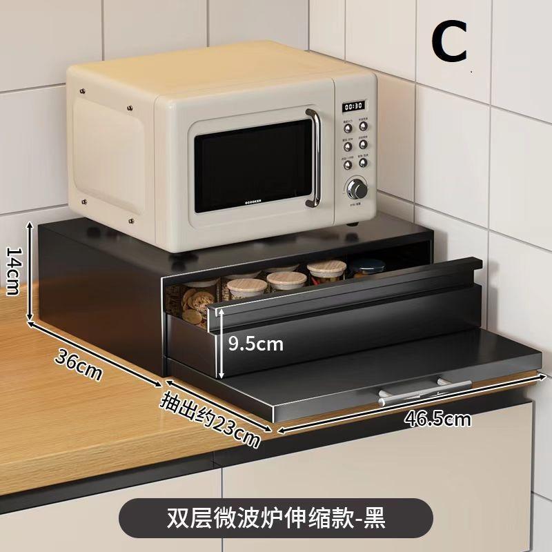キッチングッズ 家電下引き出し テーブル レンジ下 スライドテーブル 一時的作業台 スライド棚 家電台 薄型 簡単設置 省スペース レンジ台 | ブランド登録なし | 04