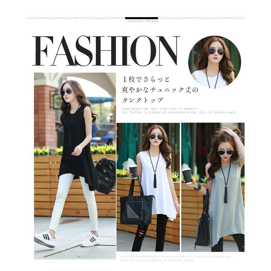タンクトップ レディース ノースリーブ Uネック　ロング チュニック ワンピース ゆったり カットソー　Tシャツ 無地 夏 トップス | ブランド登録なし | 05