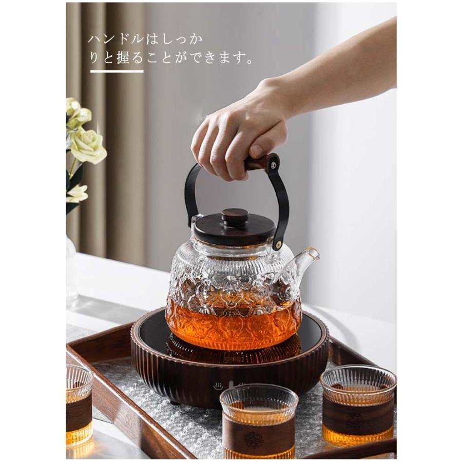 ティーポット 海棠花 海棠花 ガラス製ポット 耐熱ガラス 1000ml 木製持ち手 ガラス急須 紅茶ポット フルーツティー/花茶/工芸茶/ハーフティー | ブランド登録なし | 09