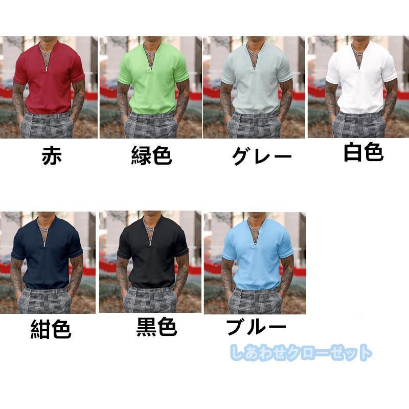 ポロシャツ メンズ 半袖ゴルフシャツ おしゃれ　ゴルフウェア メンズ POLO 半袖 Vネック トップス カットソー カジュアル春夏 新作 父の日 | ブランド登録なし | 01