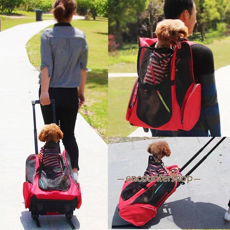 犬 カート ペットキャリーカート 猫 メッシュ キャリーバッグ 手提げ キャスター付き リュック 小型犬 中型犬 ねこ 動物 旅行 帰省 遠出 | ブランド登録なし | 12