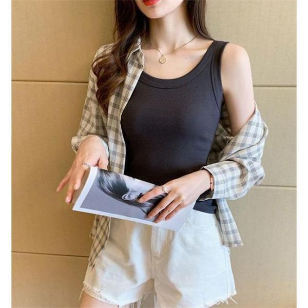 タンク レディース 夏 春 ス 夏服 Tシャツ シャツ キャミソール 薄手 レイヤード インナー カットソー 吸汗速乾 肌着 透け防止 | ブランド登録なし | 12