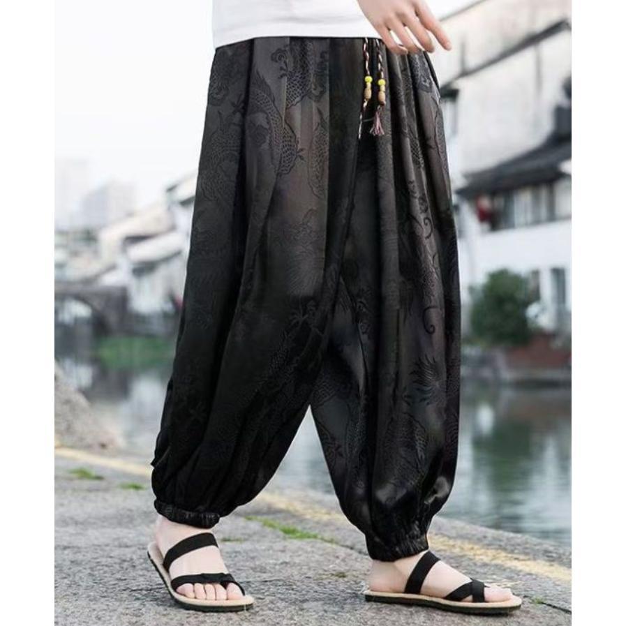 ワイド クロップドパンツ バルーンパンツ アラジンパンツ 龍 ドラゴン 九分丈 9分丈パンツ メンズ 大きいサイズ ワイドパンツ 韓国 | ブランド登録なし | 01