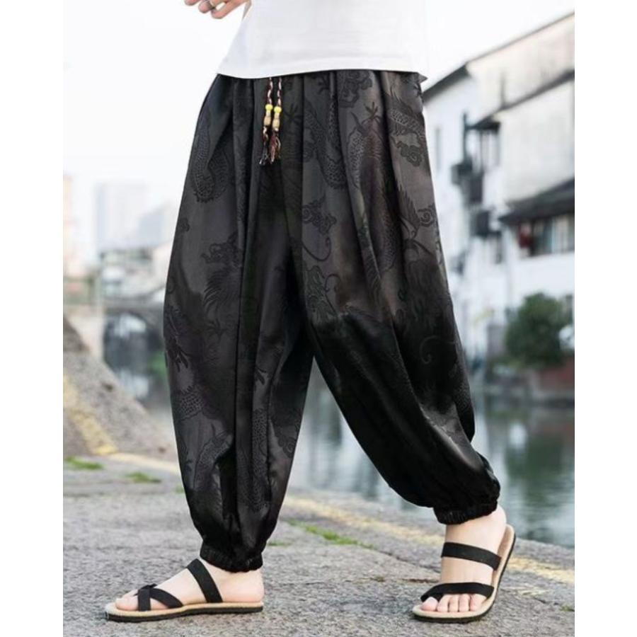 ワイド クロップドパンツ バルーンパンツ アラジンパンツ 龍 ドラゴン 九分丈 9分丈パンツ メンズ 大きいサイズ ワイドパンツ 韓国 | ブランド登録なし | 02