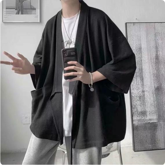 七分袖 薄手 着物 カーディガン 大きいサイズ 和装 甚平風 メンズ アウター 羽織り 羽織 夏 浴衣 羽織 和風 ゆったり 甚平 花火大会 春 夏 | ブランド登録なし | 01