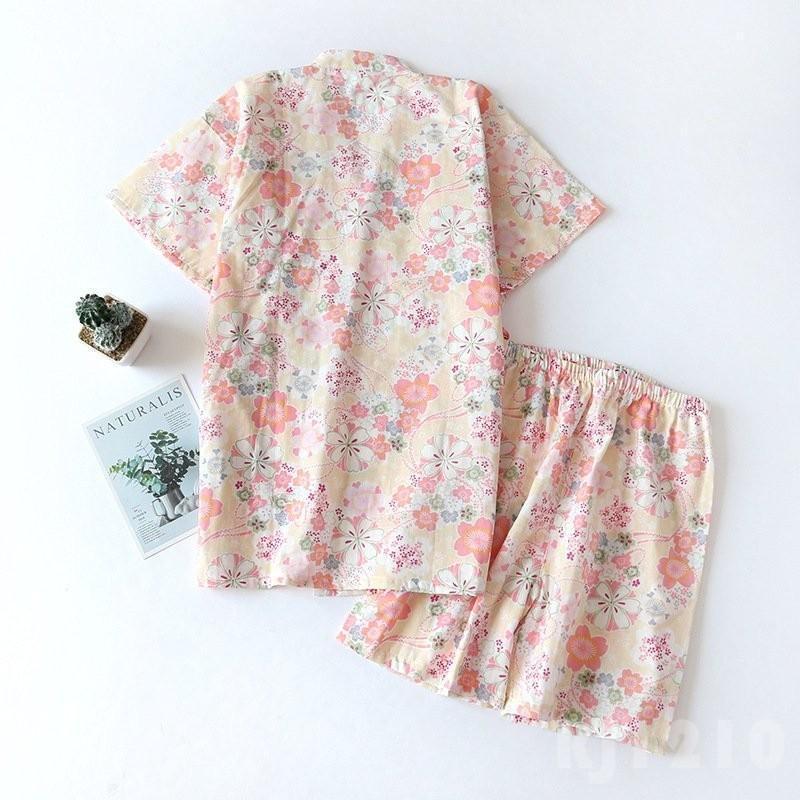 おやすみ甚平パジャマレディース夏綿半袖ダブルガーゼ綿甚平パジャマ桜柄夏入院大人用大きいサイズショットパンツルームサプリ30代40代20代 | ブランド登録なし | 07