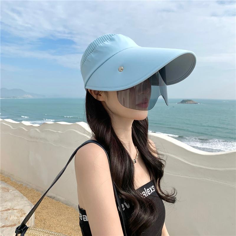 サンバイザー レディース レインバイザー つば広帽子 フェイスカバー 全顔覆う 透明 ワイド UVカット 晴雨兼用落ちない 男女兼用 | ブランド登録なし | 03