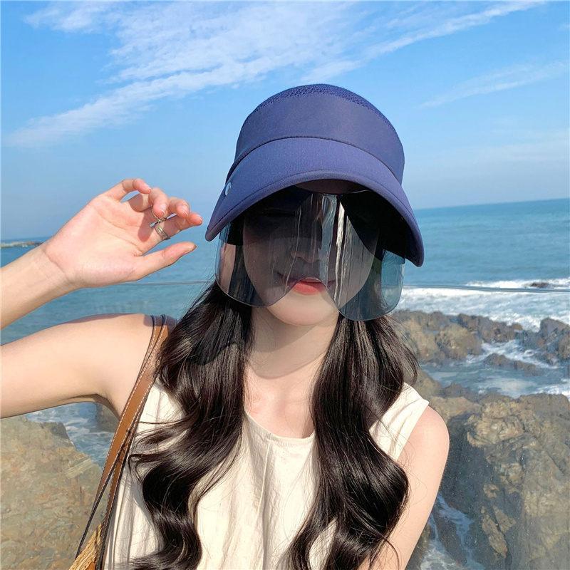 サンバイザー レディース レインバイザー つば広帽子 フェイスカバー 全顔覆う 透明 ワイド UVカット 晴雨兼用落ちない 男女兼用 | ブランド登録なし | 04