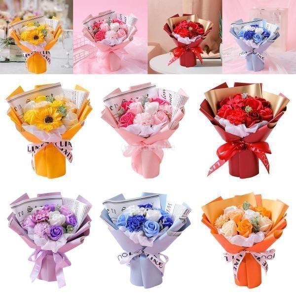 ソープフラワー 花束 プレゼント 母の日 タンディングブーケ 枯れない花 造花 ブーケ 石鹸の花 バラ カーネーション ひまわり おしゃれ 記念日 | ブランド登録なし | 04