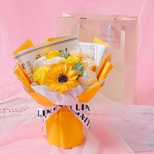 ソープフラワー 花束 プレゼント 母の日 タンディングブーケ 枯れない花 造花 ブーケ 石鹸の花 バラ カーネーション ひまわり おしゃれ 記念日 | ブランド登録なし | 06