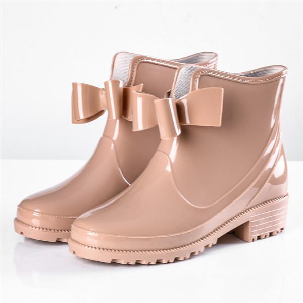 レインシューズ レインブーツ 雨靴 ショートブーツ 完全防水 梅雨対策 PVC 雨の日 雨具 リボン飾り 痛くない 防水 通勤 美脚 レディース | ブランド登録なし | 08