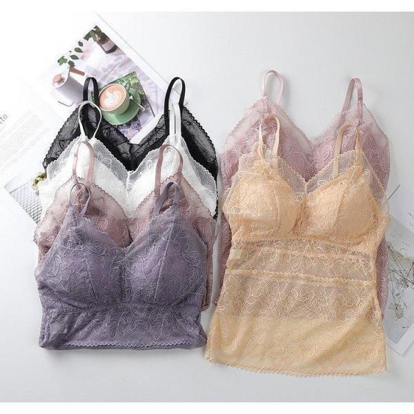 おしゃれカップ付きキャミソール キャミインナー ブラ 女性 インナー 下着 肌着 パッド付き 取り外し可能 Vネック レース 透け感 シース | ブランド登録なし | 03