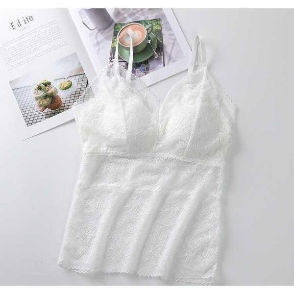 おしゃれカップ付きキャミソール キャミインナー ブラ 女性 インナー 下着 肌着 パッド付き 取り外し可能 Vネック レース 透け感 シース | ブランド登録なし | 07