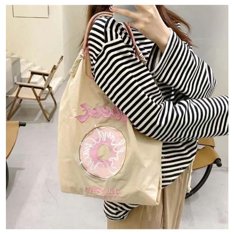 エコバッグ レディース 刺繍 トートバッグ 2WAY 肩掛け可能 ショルダーバッグ A4 大容量 収納 サブバッグ かわいい 軽量 コンパクト ショッ | ブランド登録なし | 18