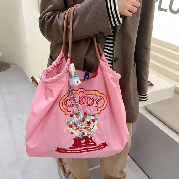 エコバッグ レディース 刺繍 トートバッグ 2WAY 肩掛け可能 ショルダーバッグ A4 大容量 収納 サブバッグ かわいい 軽量 コンパクト ショッ | ブランド登録なし | 03