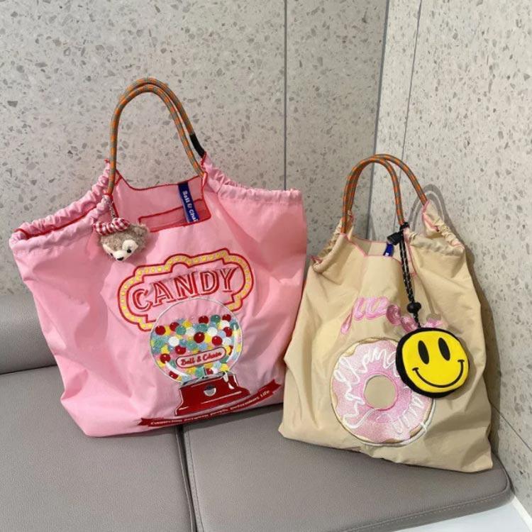 エコバッグ レディース 刺繍 トートバッグ 2WAY 肩掛け可能 ショルダーバッグ A4 大容量 収納 サブバッグ かわいい 軽量 コンパクト ショッ | ブランド登録なし | 04