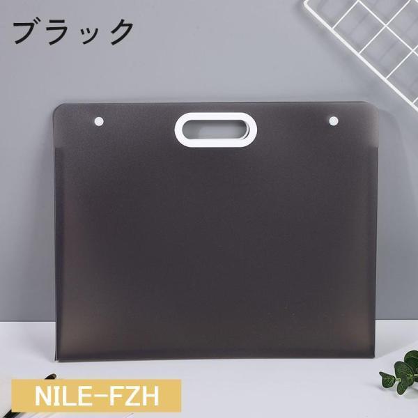 ファイルケース ドキュメントケース A3 A4 手提げ 取っ手付き 鞄 バッグ 書類 画用紙 収納 持ち運び 半透明 クリア 黒 白 スナップボタン | ブランド登録なし | 02