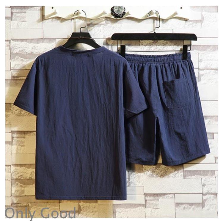 甚平 じんべい 大きいサイズ 浴衣 メンズ セット 寝巻き 甚平 シャツ 短パン 綿麻 ゆかた 和服 寝巻き 部屋着 セットアップ パジャマ 涼しい | ブランド登録なし | 15