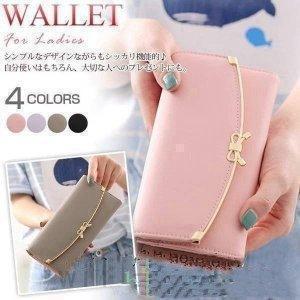 長財布レディースかぶせがま口小銭入れカード入れジャバラ仕分け使いやすい大容量二つ折り財布大人可愛いリボン | ブランド登録なし