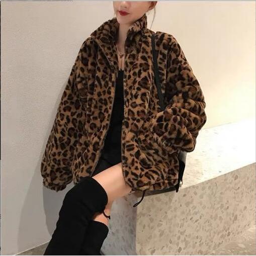 裏起毛レオパード柄オーバーサイズファーコート | ブランド登録なし