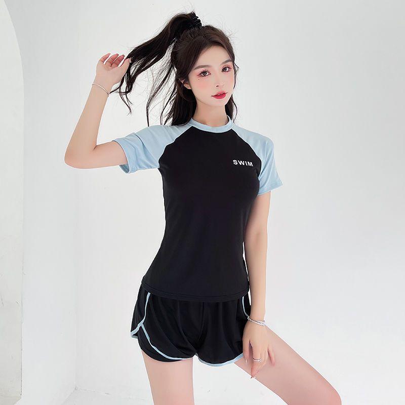 スクール水着 女の子 セパレート 上下セット 水陸両用 女子 半袖 ショートパンツ キッズ水着 ジュニア 女児 子供 学校 小学生 中学生 UVカット | ブランド登録なし | 18
