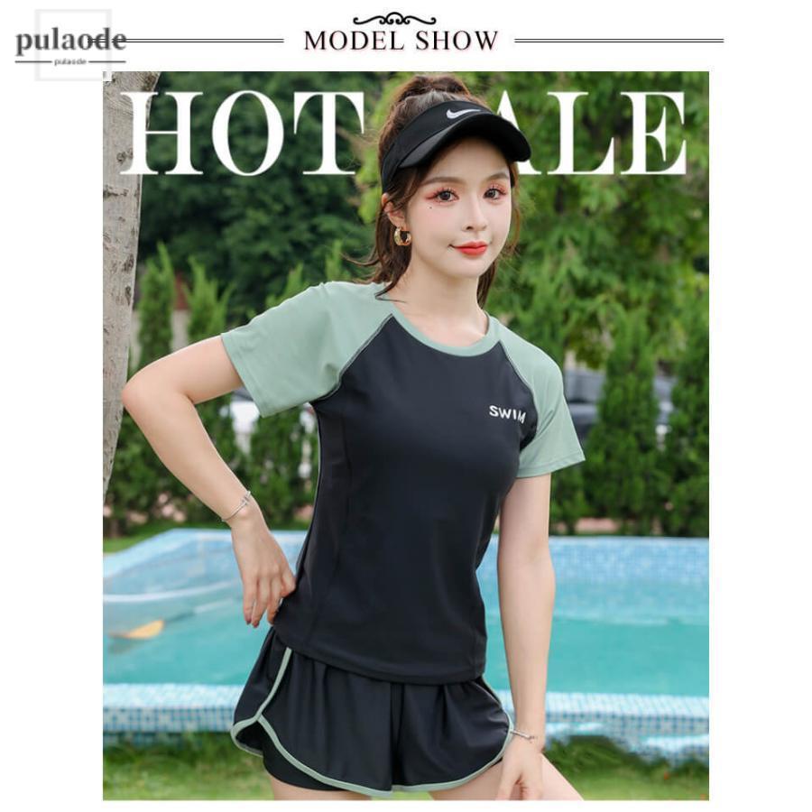 スクール水着 女の子 セパレート 上下セット 水陸両用 女子 半袖 ショートパンツ キッズ水着 ジュニア 女児 子供 学校 小学生 中学生 UVカット | ブランド登録なし | 07