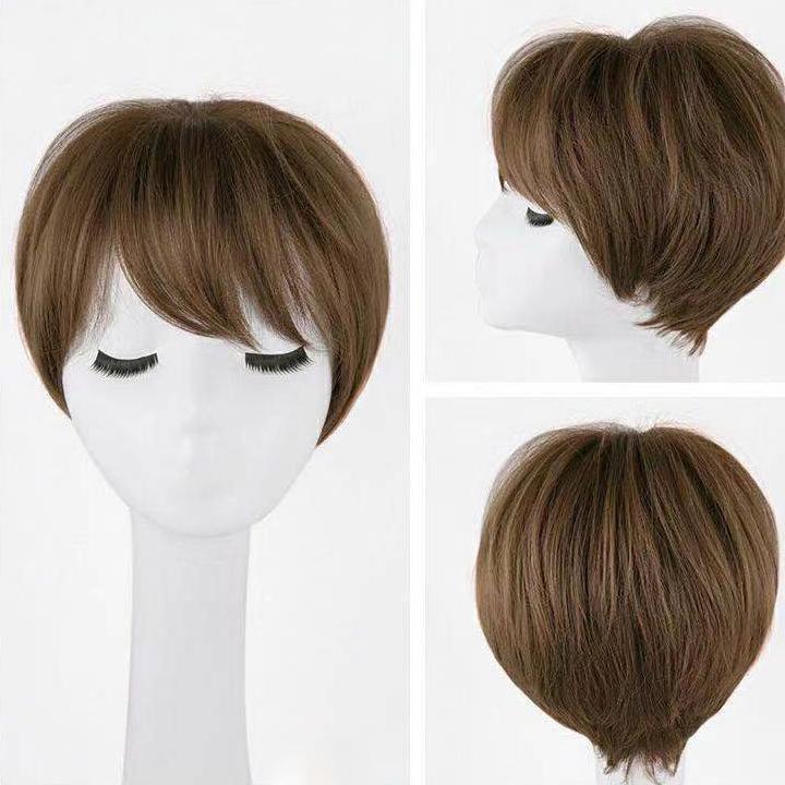 フルウィッグ ベリーショート ヘアウィッグ 全頭かつら 前髪 ふんわり 爽やか ナチュラル 自然 イメチェン 茶髪 黒髪 ブラック 省スペース 整理整頓 | ブランド登録なし | 06
