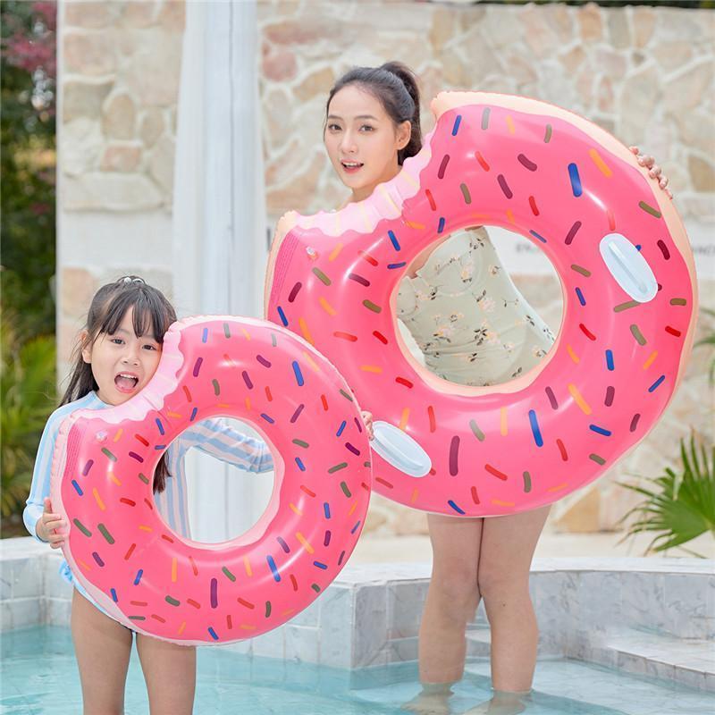 浮き輪 大人用 子供 70cm 100cm 大きい うきわ ドーナッツ柄 スイミング 浮具プール 水泳 水遊び 海水浴 夏グッズ ピンク 茶色 | ブランド登録なし | 12