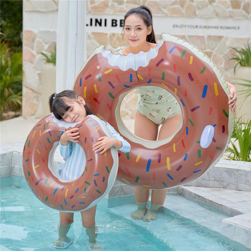 浮き輪 大人用 子供 70cm 100cm 大きい うきわ ドーナッツ柄 スイミング 浮具プール 水泳 水遊び 海水浴 夏グッズ ピンク 茶色 | ブランド登録なし | 09