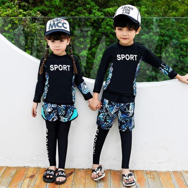 キッズ 水着 男の子女の子 こども 子供用 3点セット ダイビングスーツ ジュニア 水着 長袖 ラッシュガード レギンス ガールズ スイムウェア | ブランド登録なし | 04