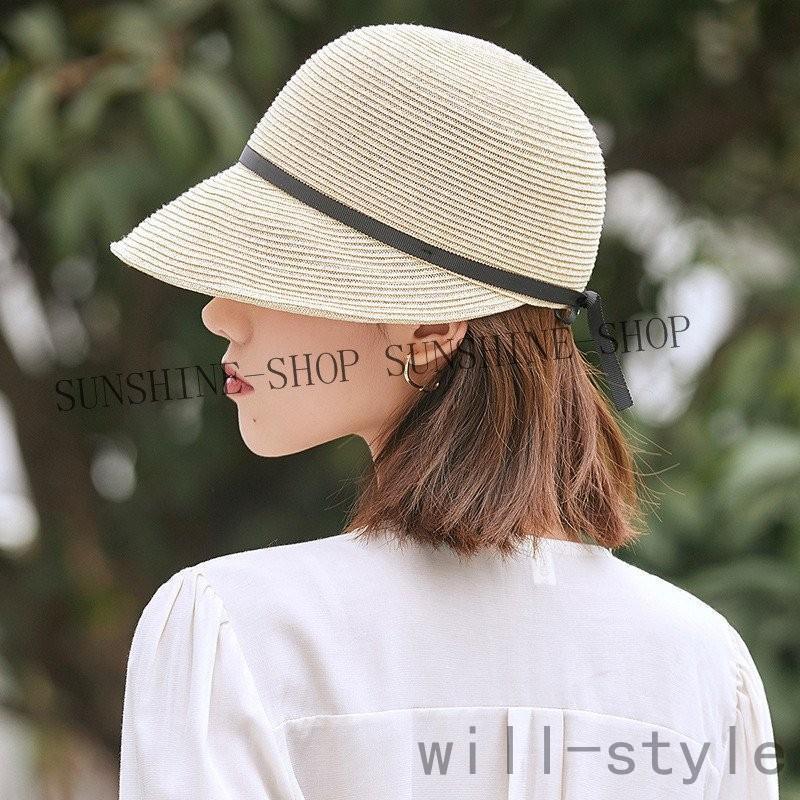 麦わらキャップ 麦わら帽子 レディース つば広 折りたたみ つば広 紫外線 UVカット帽子 海 春夏用 日よけ帽子 UVカット プレゼント 2022 | ブランド登録なし | 02