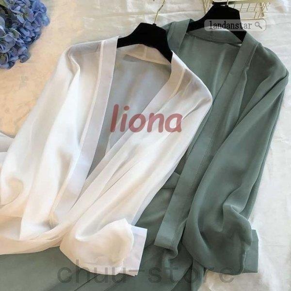 カーディガン レディース 夏 薄手 ロング丈 uv 接触冷感 Vネック 大きいサイズ シフォン ス 紫外線対策 長袖 羽織 透け感 | ブランド登録なし | 17