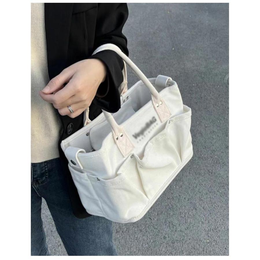 帆布 大容量 トートバッグ キャンバス 2way メンズ 大きめ a4 おしゃれ カジュアル シンプル 無地 横長 布 キャンバスバッグ トート 横型 | ブランド登録なし | 12