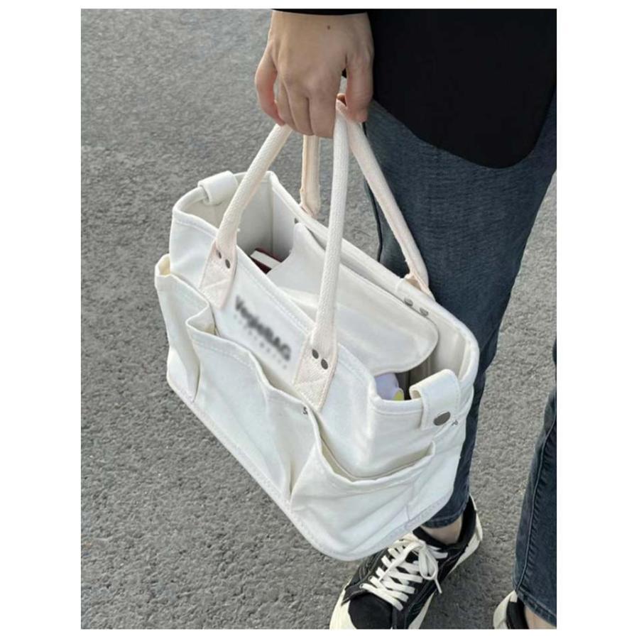 帆布 大容量 トートバッグ キャンバス 2way メンズ 大きめ a4 おしゃれ カジュアル シンプル 無地 横長 布 キャンバスバッグ トート 横型 | ブランド登録なし | 13