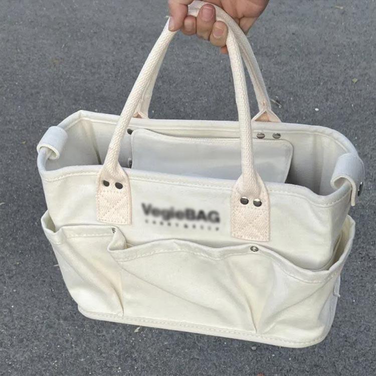 帆布 大容量 トートバッグ キャンバス 2way メンズ 大きめ a4 おしゃれ カジュアル シンプル 無地 横長 布 キャンバスバッグ トート 横型 | ブランド登録なし | 02