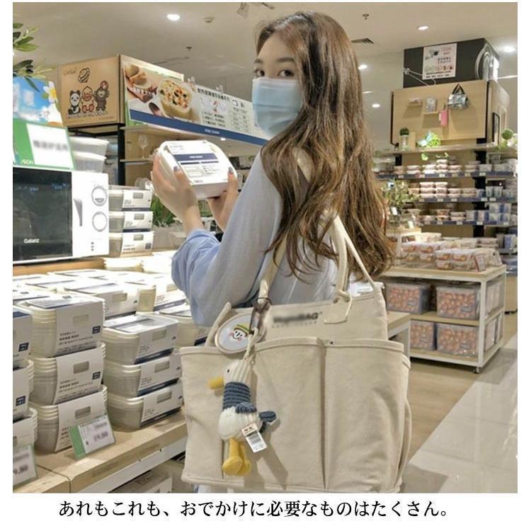 帆布 大容量 トートバッグ キャンバス 2way メンズ 大きめ a4 おしゃれ カジュアル シンプル 無地 横長 布 キャンバスバッグ トート 横型 | ブランド登録なし | 08