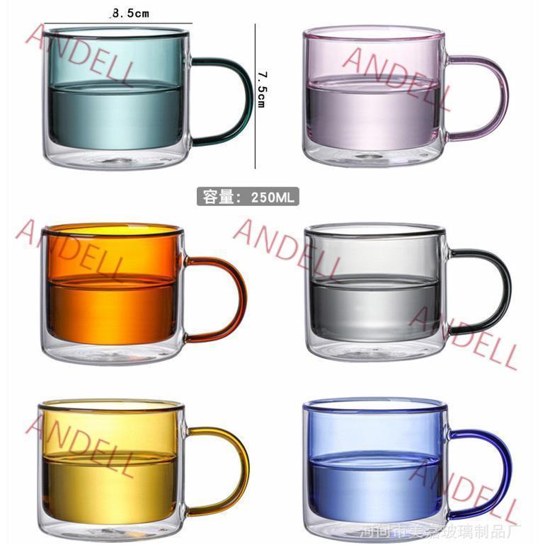 コーヒーカップ 二重構造 ガラス カップ ダブルウォール 耐熱ガラス グラス マグカップ 二重ガラス 可愛い 熱くない 結婚 新築お祝い プレゼント | ブランド登録なし | 01