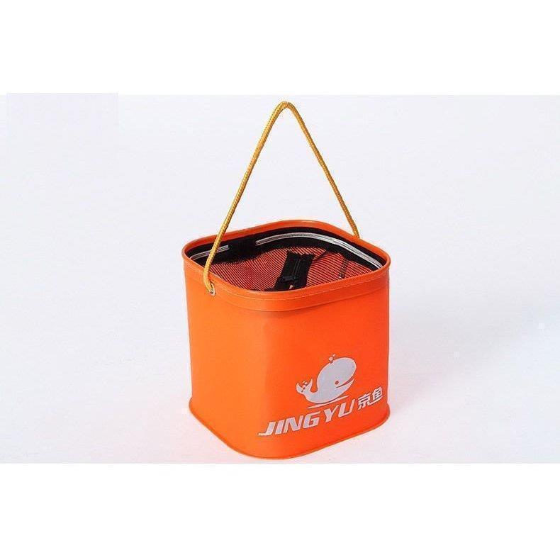 バケツ バッカン 釣り用 水汲み 折り畳み メッシュ蓋つき ロープ付き 角型 釣具 フィッシング 釣り用品 ロゴ 持ち手付き 持ち手なし 20cm 2 | ブランド登録なし | 04