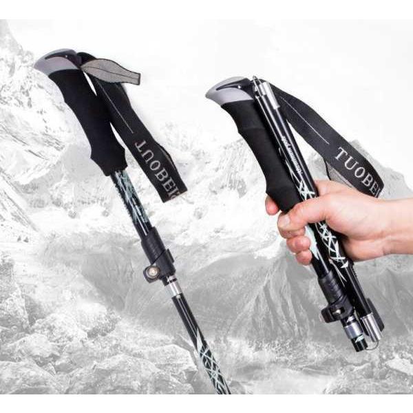 トレッキングポール 登山ストック 5段式伸縮シャフト 折りたたみ式 コンパクト アルミニウム合金 軽量 登山用品 男性用 女性用 | ブランド登録なし | 02