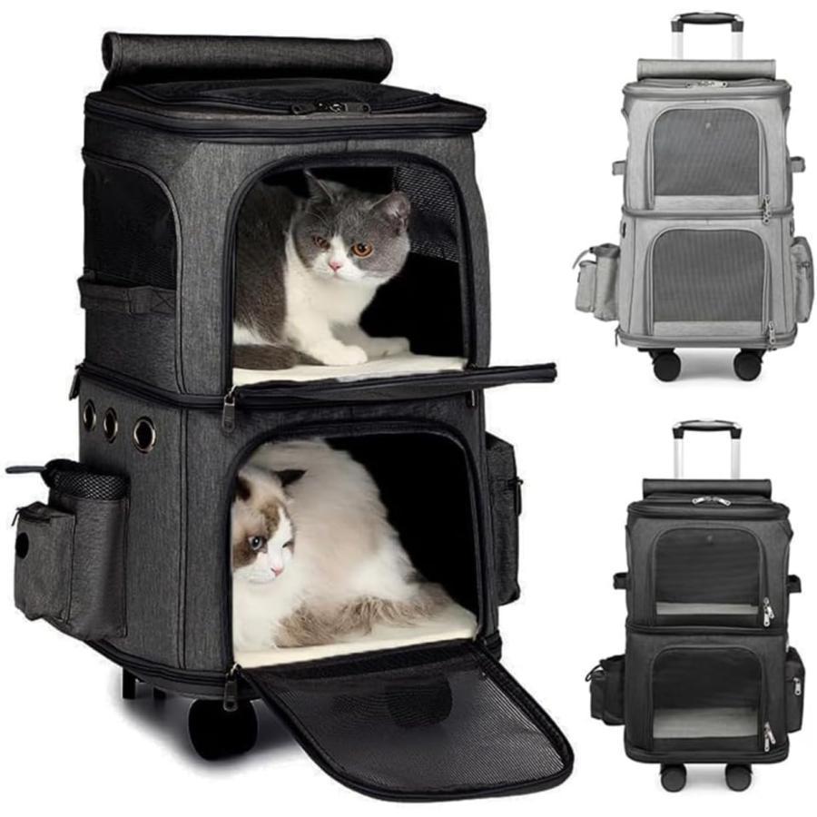 ペットキャリーバック 2層 2匹 猫 多頭飼い ペットカート 多頭用 ペットキャリーカート 多頭 用 キャリーカート折りたたみ 猫犬中型2匹用ペットカート折 | ブランド登録なし | 07