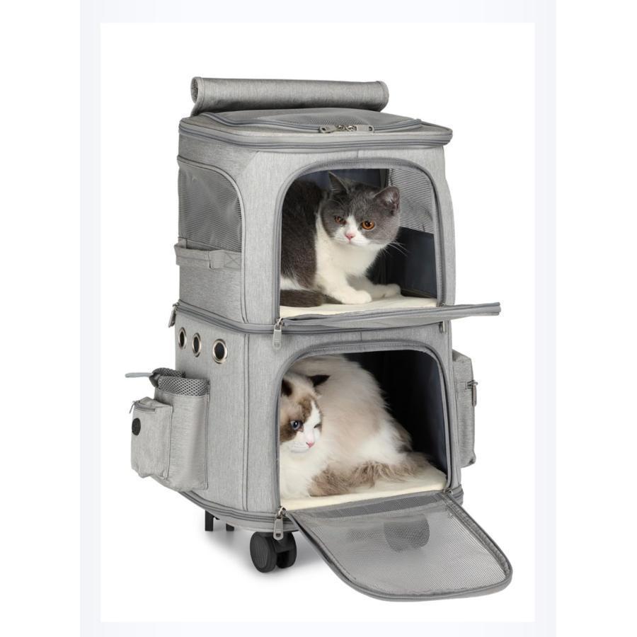 ペットキャリーバック 2層 2匹 猫 多頭飼い ペットカート 多頭用 ペットキャリーカート 多頭 用 キャリーカート折りたたみ 猫犬中型2匹用ペットカート折 | ブランド登録なし | 09