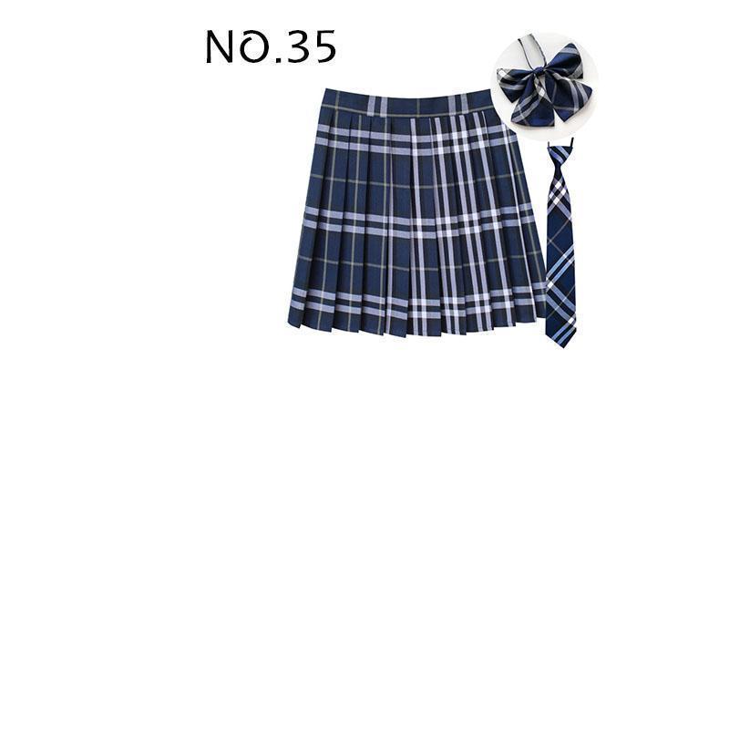 制服 学生制服スカート 3点セット 蝶結び+ネクタイ+スカート35タイプ チェック柄プリーツスカート(スクール.制服)　女子高生スカート レディース | ブランド登録なし | 18