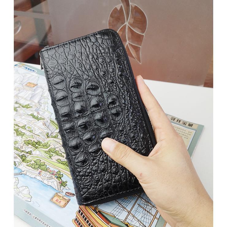 新作 長財布 メンズ ロングウォレット 財布 クロコ型押し ワニ柄 ダブルファスナー ストラップ付き 無地 大容量 ビジネス 携帯入れ ギフト 父の日 | ブランド登録なし | 05