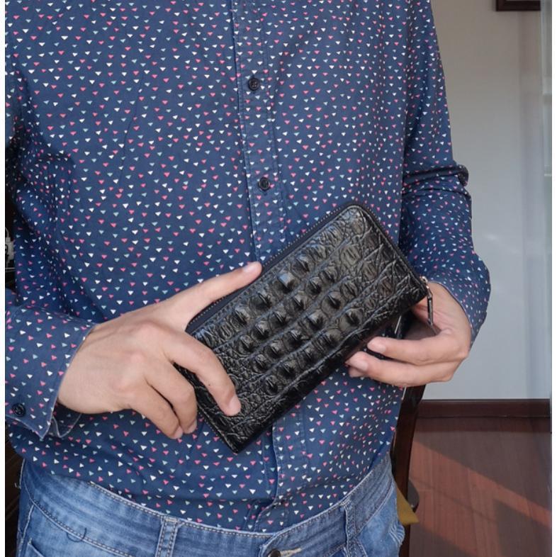 新作 長財布 メンズ ロングウォレット 財布 クロコ型押し ワニ柄 ダブルファスナー ストラップ付き 無地 大容量 ビジネス 携帯入れ ギフト 父の日 | ブランド登録なし | 07