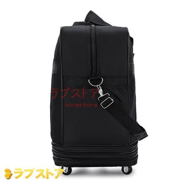 ボストンキャリーバッグキャスター付きトラベルバッグ2way機内持ち込みナイロン騒音軽減収納可能耐摩耗折りたたみブラック | ブランド登録なし | 02