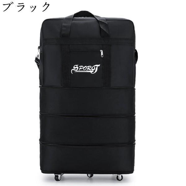 ボストンキャリーバッグキャスター付きトラベルバッグ2way機内持ち込みナイロン騒音軽減収納可能耐摩耗折りたたみブラック | ブランド登録なし | 09