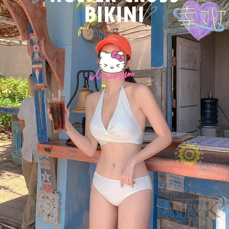 水着 レディース 20代 30代 40代 ホルターネック ワイヤーなし セパレート 胸パッド ビキニ クロス ビーチ 盛れる | ブランド登録なし | 16