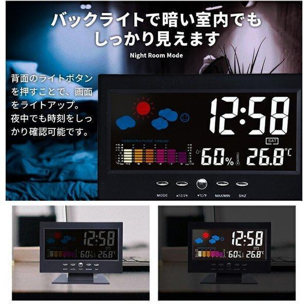 温湿度計 デジタル時計 おしゃれ 置き時計 温度 湿度 目覚まし時計 大音量 LED時計 卓上時計 リビング 大きい 夜 天気 アラーム 室温 寝室 | ブランド登録なし | 02